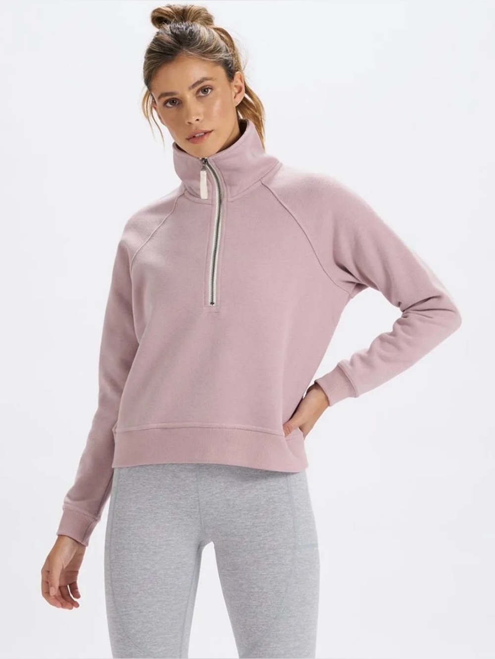 Vuori Restore Half Zip Sweatshirt in Dusk Mauve , Medium